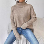 Damen lässiger Pullover mit Stehkragen und asymmetrischem Schnitt R&B