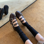 Damen Glänzende Ballerinas mit Riemen und Schnalle