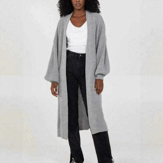 Damen Langstrickjacke mit lässigem Oversized-Schnitt und voluminösen Ärmeln R&B