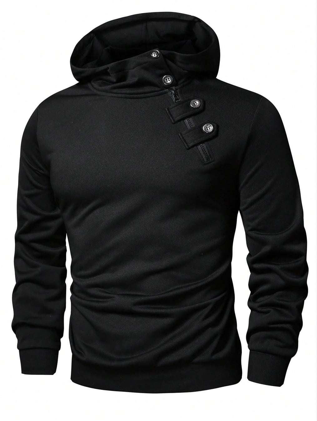 Herren Hoodie mit innovativem Kragen und praktischer Taschenlösung R&B