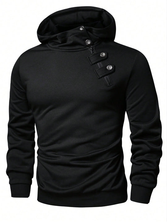 Herren Hoodie mit innovativem Kragen und praktischer Taschenlösung R&B