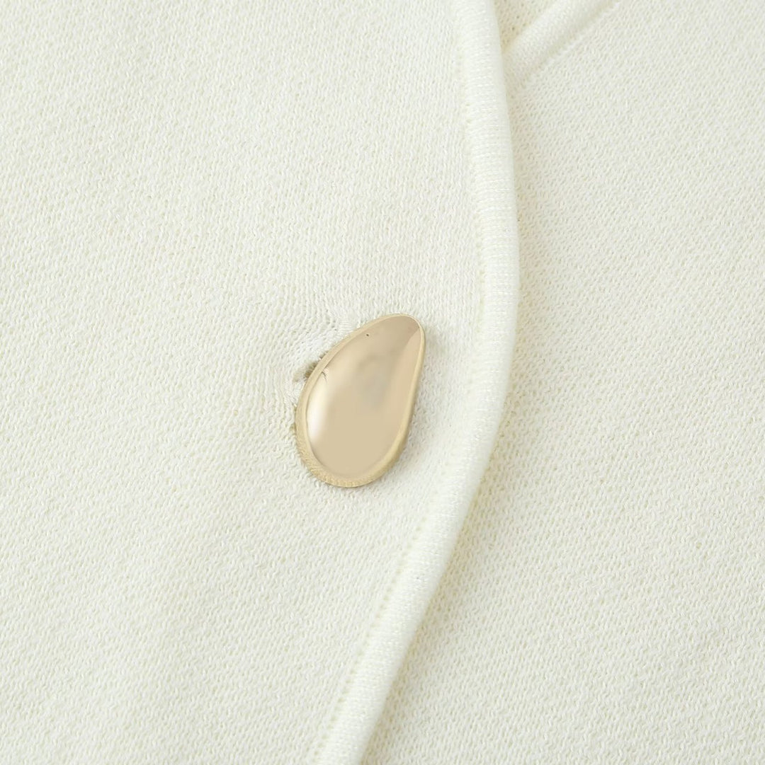 Damen elegante Jacke mit V-Ausschnitt und klassischem Knopf R&B