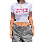 Damen Kurzarm Crop-T-Shirt mit witzigem Schriftzug R&B