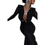 Damen Elegantes Maxikleid mit transparenten Ärmeln und Rüschendetails R&B