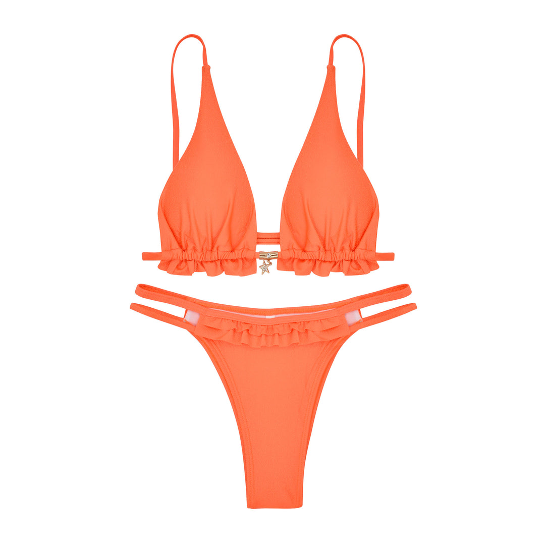Damen Badeanzug mit Rüschendetails und doppelten Trägern R&B