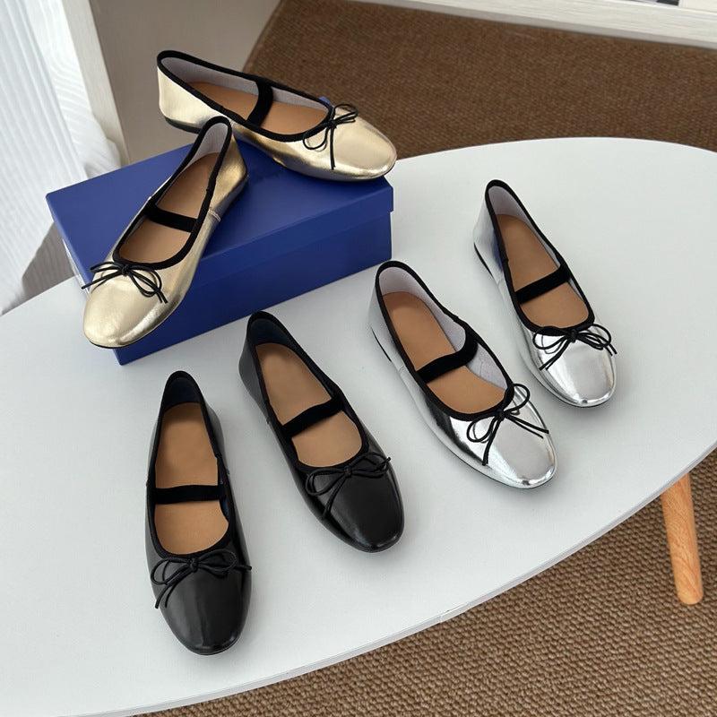 Damen Ballerinas mit Glanz-Finish und elastischem Einschlupf