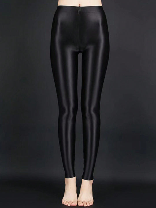 Damen Hochglänzende Fitness-Leggings mit hoher Taille und umfassendem Komfort R&B