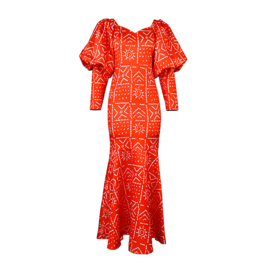Damen Maxikleid mit Puffärmeln R&B