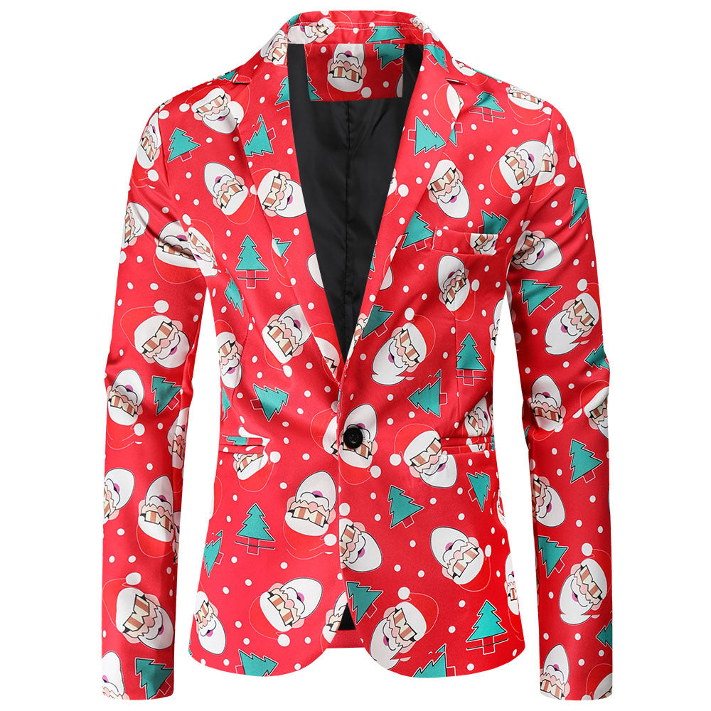 Herren festlicher Blazer mit fröhlichem Weihnachtsdesign R&B