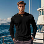 Herren Langarmshirt mit strukturiertem Rippdesign R&B