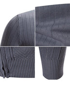 Herren Strickpullover mit hochschließendem Reißverschluss und feinem Rippdesign