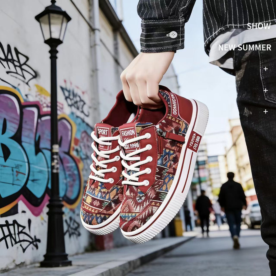 Damen Modische Sneakers mit einzigartigem Ethno-Muster und strapazierfähigem Obermaterial R&B