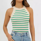 Damen elegantes halterloses Oberteil mit feinem Streifenmuster R&B