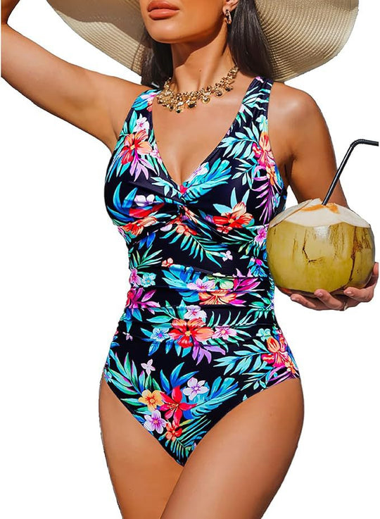 Damen Eleganter Einteiler Badeanzug mit modischem Twist R&B