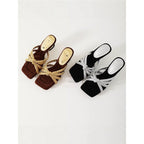 Damen elegante Mules mit geflochtenen Riemen R&B