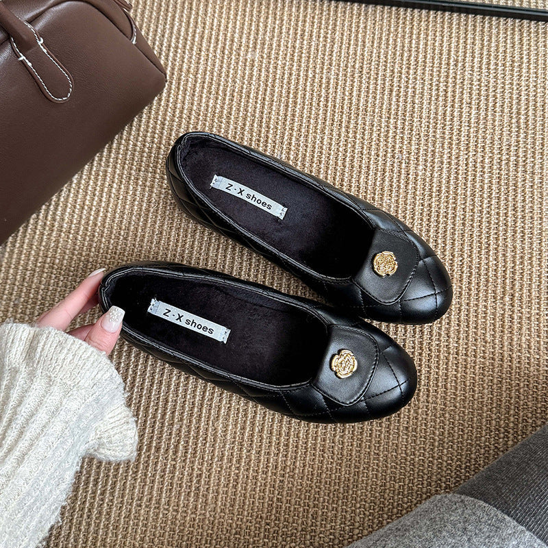 Damen Ballerinas mit modischem Riemen und eleganter Steppoptik R&B