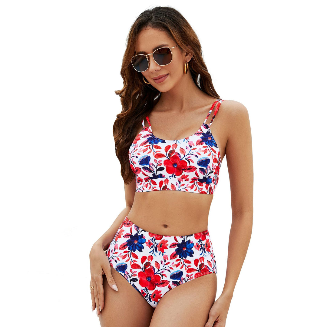 Damen Hochtailliertes Blumen-Bikini-Set R&B