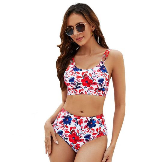 Damen Hochtailliertes Blumen-Bikini-Set R&B