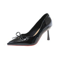 Damen stilvolle und elegante spitze Pumps mit Schleifen-Detail