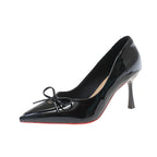 Damen stilvolle und elegante spitze Pumps mit Schleifen-Detail