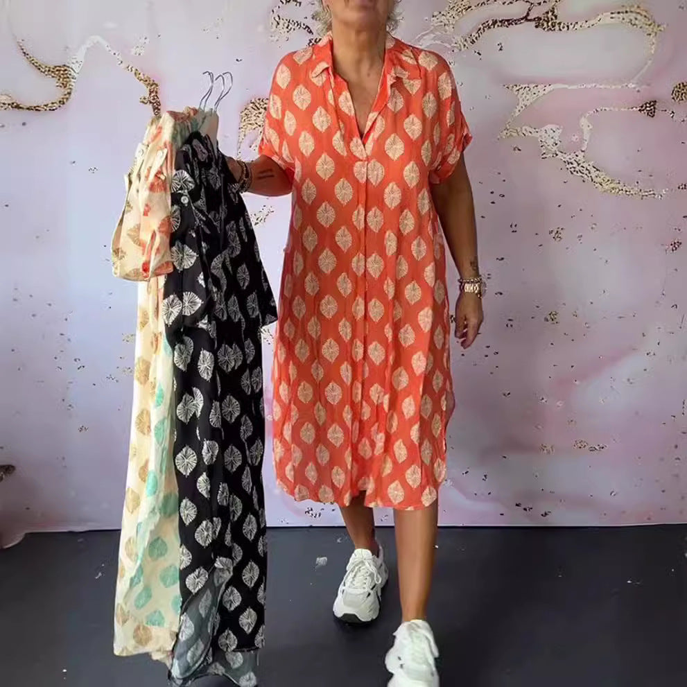 Damen Hemdblusenkleid mit einzigartigem Muster und lässigem Schnitt R&B