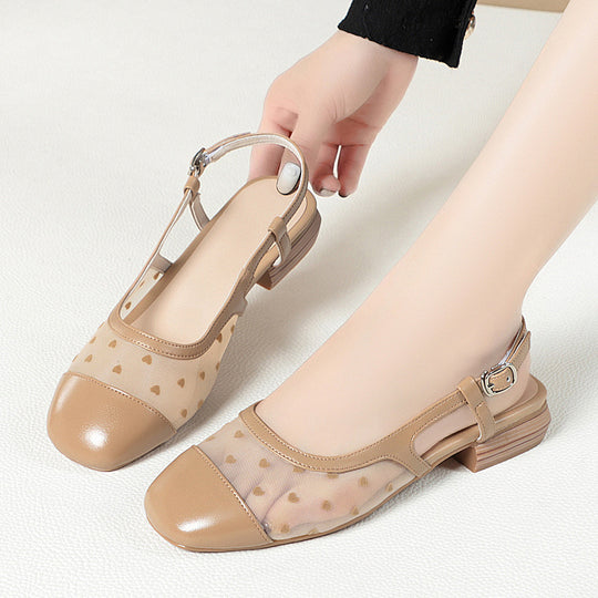 Damen Slingpumps mit einem romantischen Herzdesign und bequemem Blockabsatz R&B