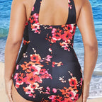 Damen Floral Schwimmanzug mit Raffungen und verstellbaren Trägern R&B