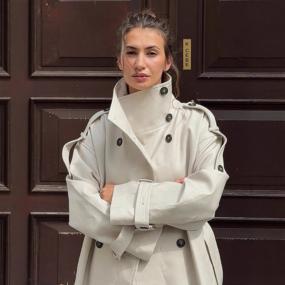 Damen Oversized Trenchcoat mit Taschen und stilvollen Knopfdetails R&B