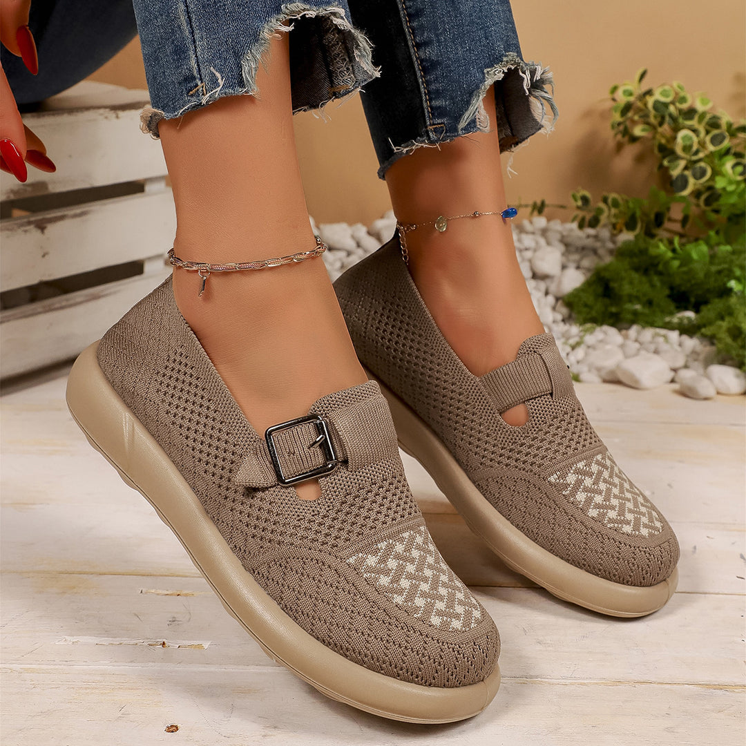 Damen Komfortable Slip-On Sneakers mit modischem Riemendesign R&B