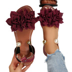 Damen komfortable Sandalen mit dekorativen Blumen-Applikationen R&B