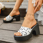 Damen Offene Blockabsatz-Sandalen mit Herzmotiv R&B