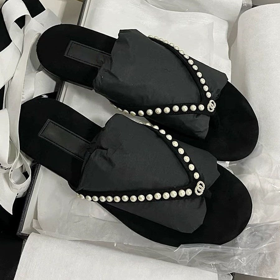 Damen Elegante und luxuriöse Perlensandalen R&B