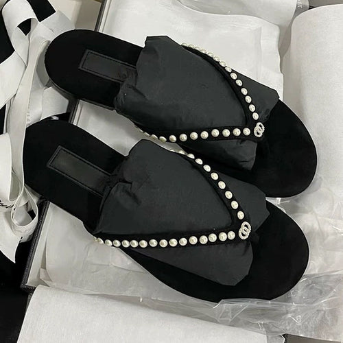 Damen Elegante und luxuriöse Perlensandalen R&B