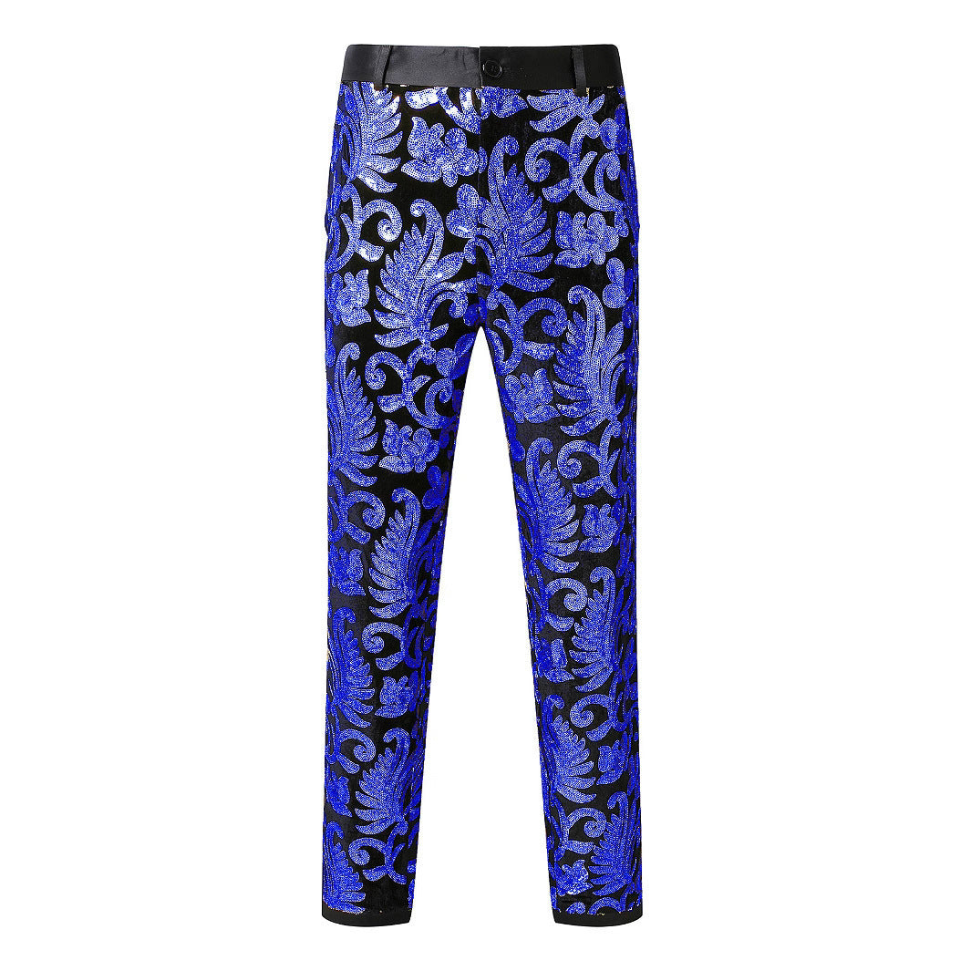 Herren elegante Pailletten-Hosen mit floralem Muster R&B