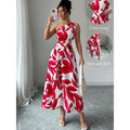 Damen Maxikleid mit asymmetrischem Schnitt und floralem Design R&B