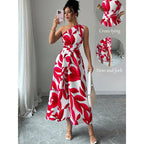 Damen Maxikleid mit asymmetrischem Schnitt und floralem Design R&B