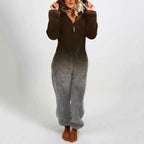 Damen Fleece-Einteiler mit Kapuze und Farbverlaufsdesign R&B
