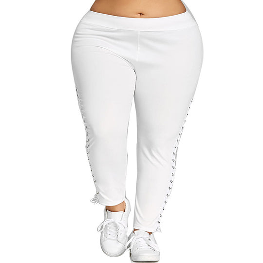 Damen Sportliche Leggings mit Schnürdetails an den Seiten R&B