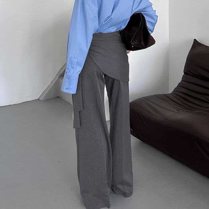 Damen Elegante Wickelhose mit weitem Bein und tailliertem Bund R&B