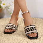 Damen elegante Komfort-Sandalen mit buntem Streifenmuster R&B