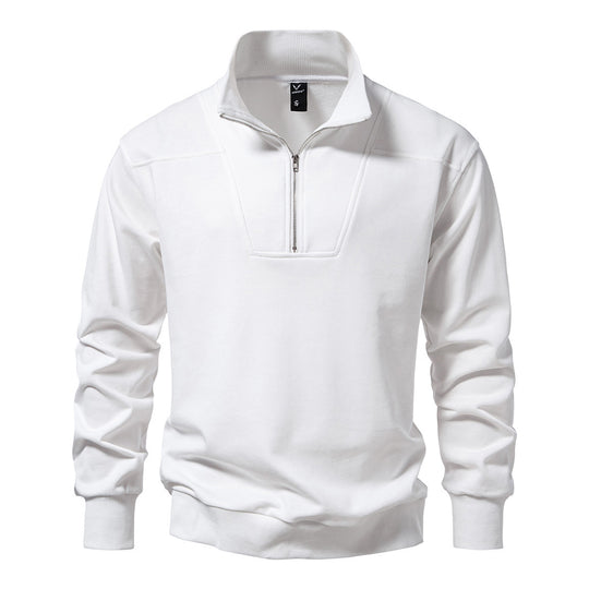 Herren modischer Stehkragenpullover mit halbem Reißverschluss und bequemer Passform R&B
