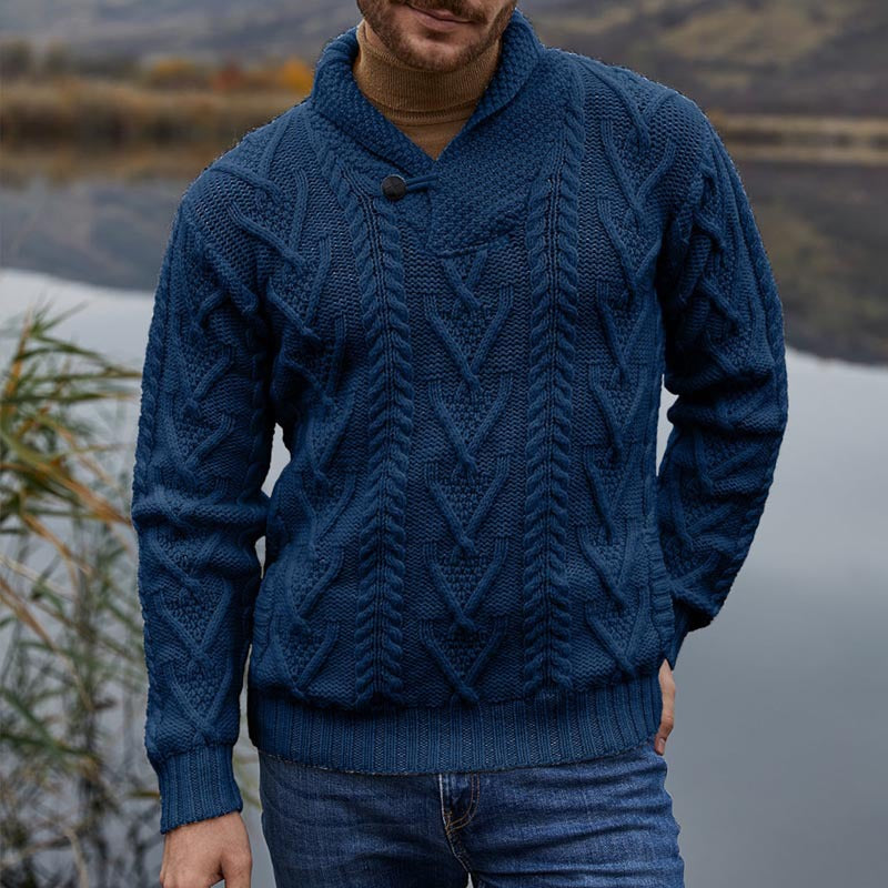 Herren Strickpullover mit klassischem Kragen und strukturiertem Muster R&B