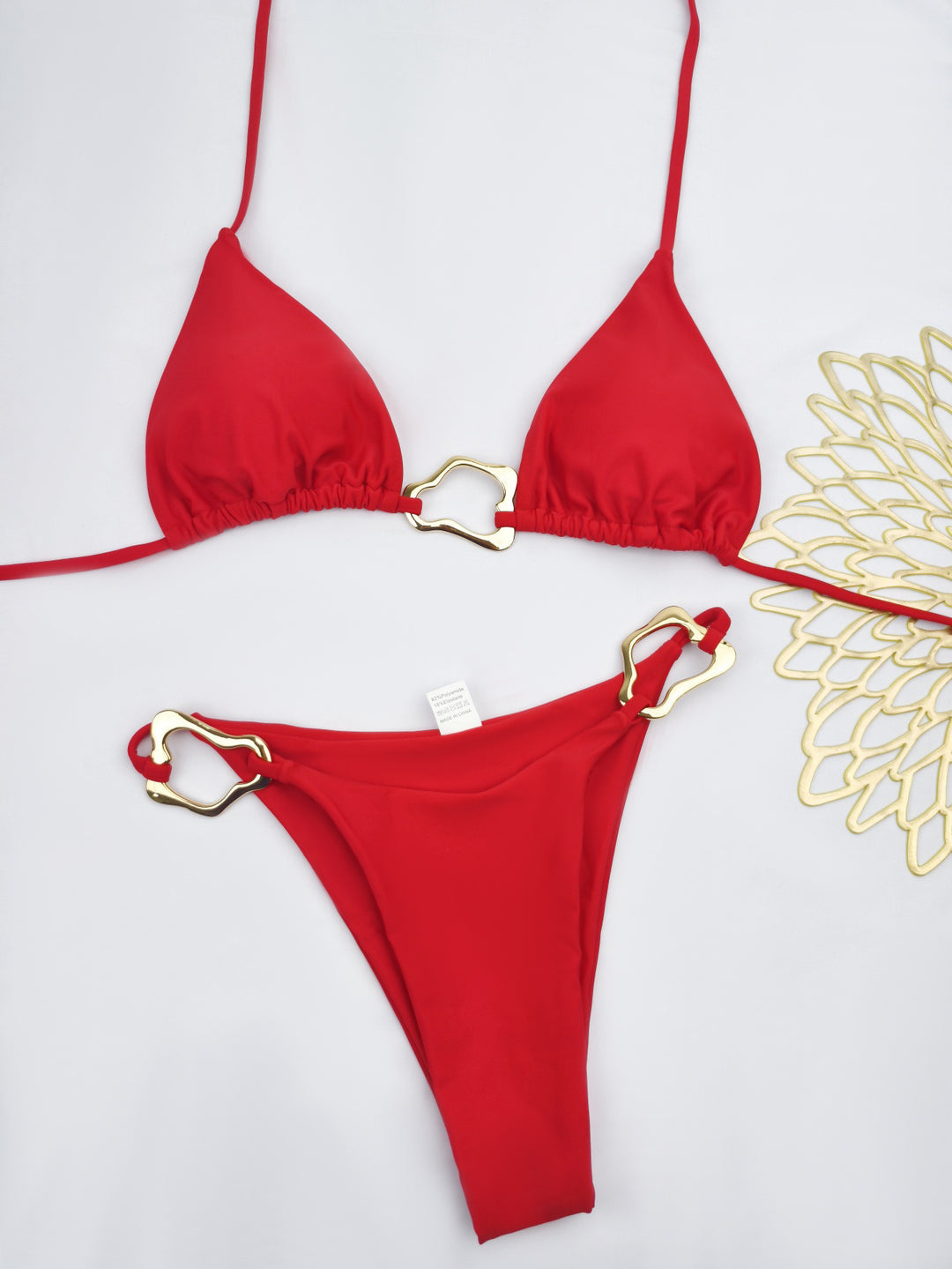 Damen Triangel-Bikini mit stilvollen Goldakzenten R&B