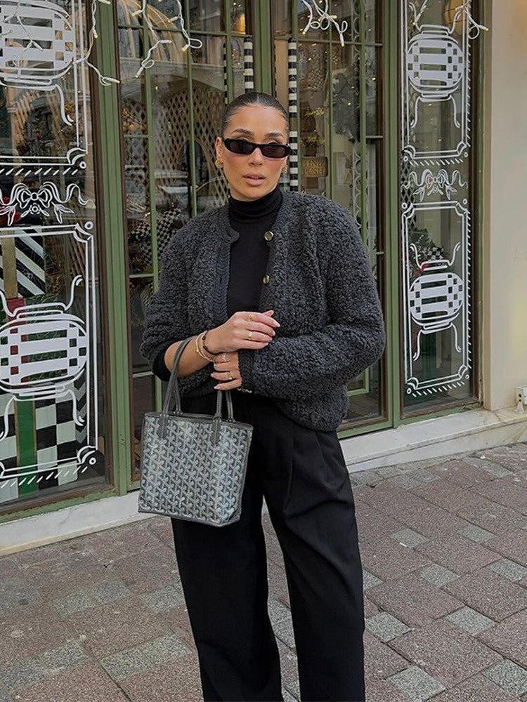 Damen kuschelige Fleecejacke mit Knöpfen und schickem Schnitt R&B