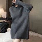 Damen Pulloverkleid mit Kapuze und Rippstruktur