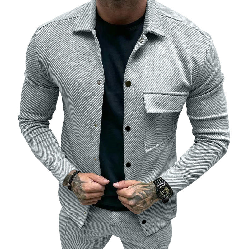 Herren Freizeitjacke mit gestreiftem Design und praktischen Taschen R&B