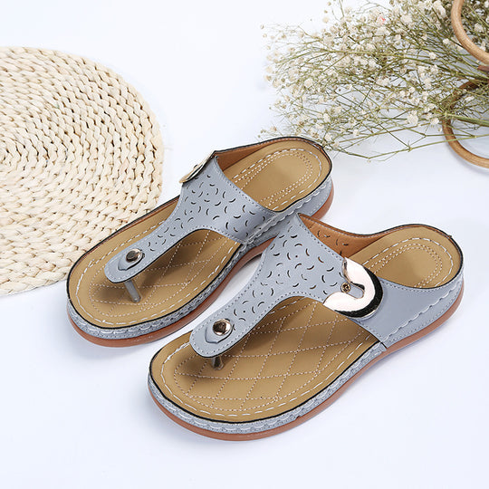 Damen Bequeme Zehentrenner-Sandalen mit verstellbarem Riemen und gepolsterter Sohle R&B