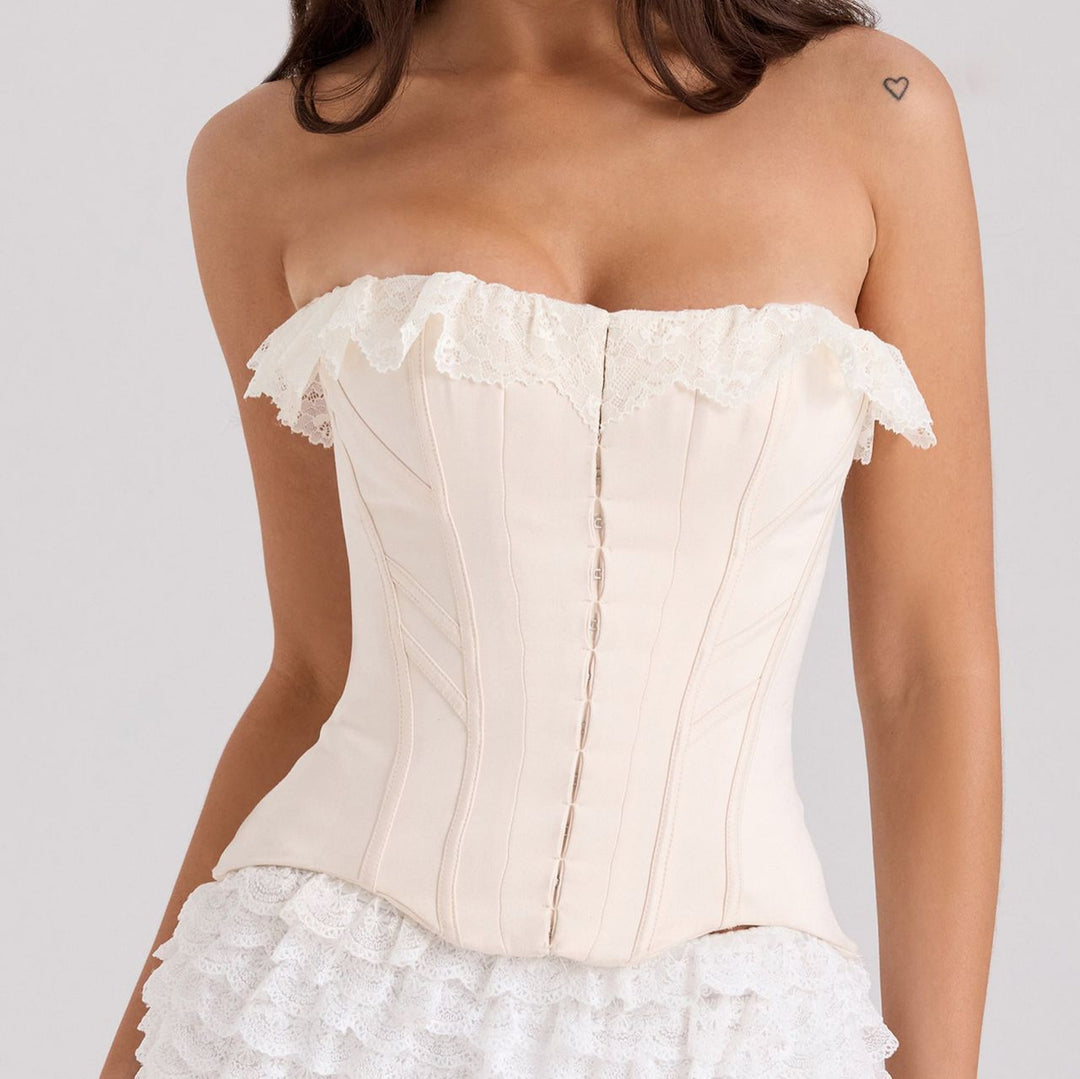 Damen Korsettoberteil mit Rüschenshorts R&B