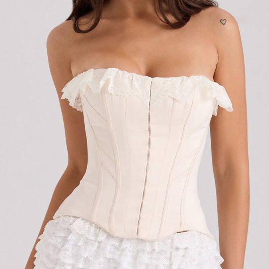 Damen Korsettoberteil mit Rüschenshorts R&B