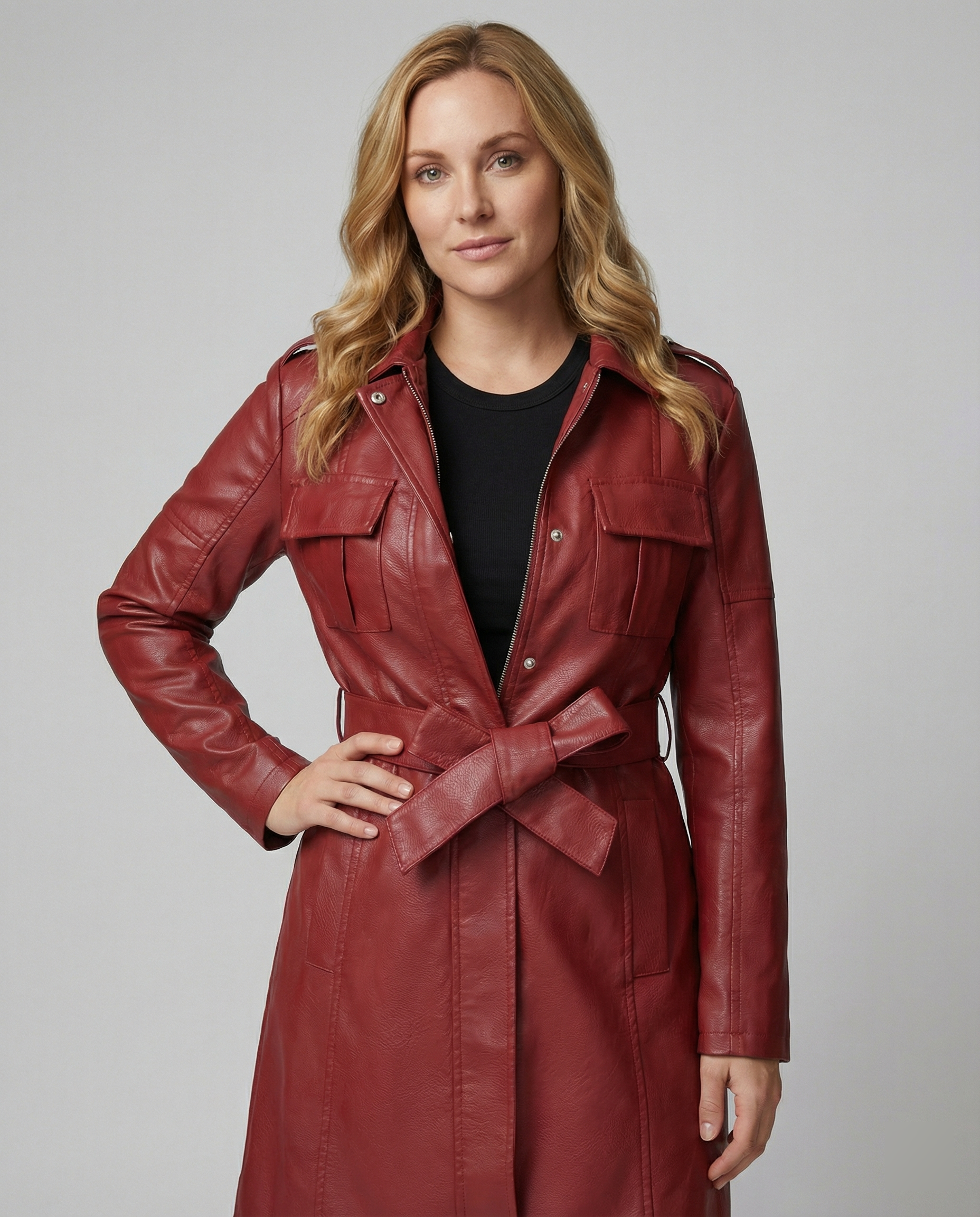 Übergangsjacke Damen schwarz elegant aus Kunstleder
